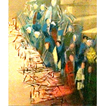 MARCHÉ DE L'ISLE-SUR-LA-SORGUE 4 - 92 cm x 65 cm - Acrylique sur toile de Michel BECKER